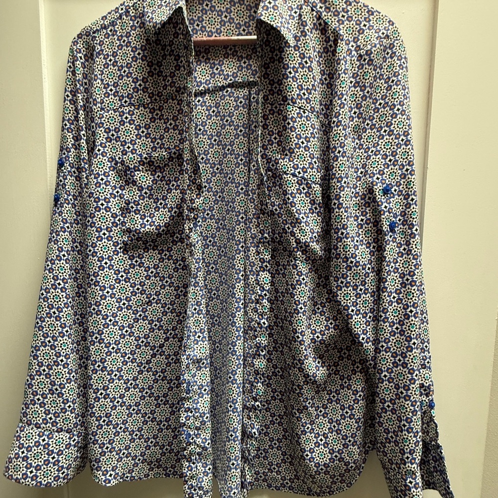 Mosaic Patterned Button-Up Shirt by Express